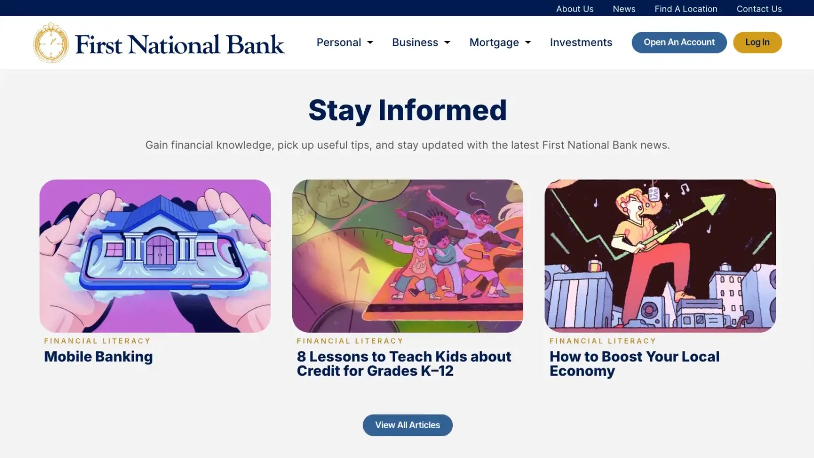 Blog section with various informative articles
