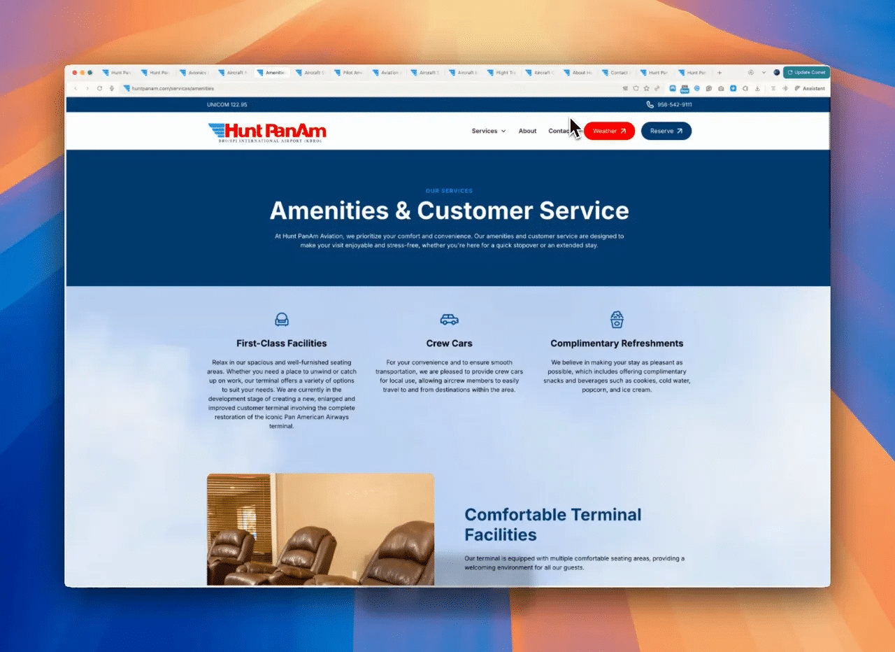 Summary view of the site showcasing credibility and service clarity
